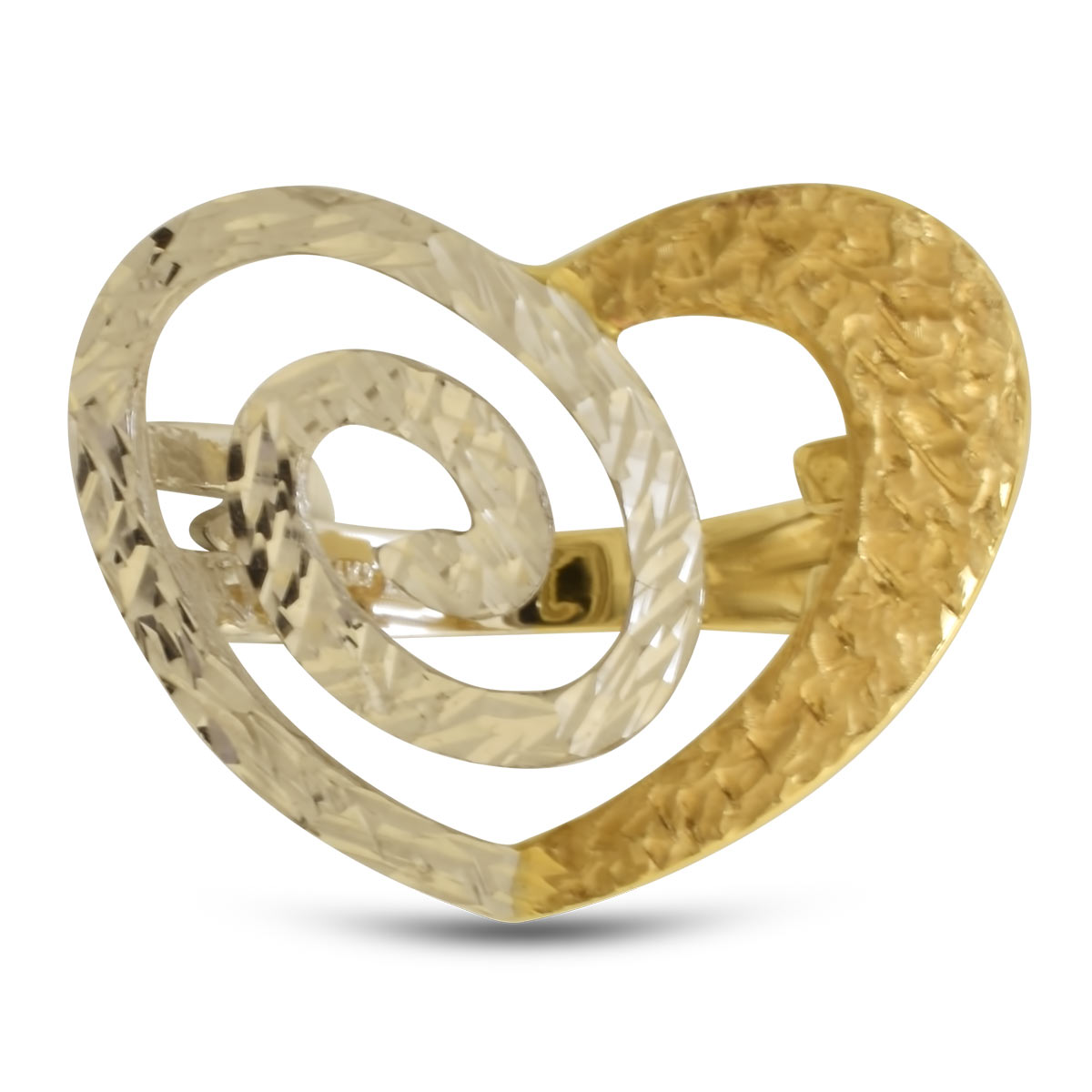 Χρυσό δαχτυλίδι Κ14 με ανάγλυφη καρδιά
